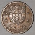 1965 - 2.5 ESCUDOS - 2$50 - 2 1/2 - PORTUGAL - PORTUGUESA - KM#590 - COPPER-NICKEL - PORTUGUESE