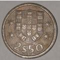 1968 - 2.5 ESCUDOS - 2$50 - 2 1/2 - PORTUGAL - PORTUGUESA - KM#590 - COPPER-NICKEL - PORTUGUESE