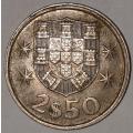 1980 - 2.5 ESCUDOS - 2$50 - 2 1/2 - PORTUGAL - PORTUGUESA - KM#590 - COPPER-NICKEL - PORTUGUESE