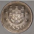 1980 - 2.5 ESCUDOS - 2$50 - 2 1/2 - PORTUGAL - PORTUGUESA - KM#590 - COPPER-NICKEL - PORTUGUESE