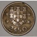 1969 - 2.5 ESCUDOS - 2$50 - 2 1/2 - PORTUGAL - PORTUGUESA - KM#590 - COPPER-NICKEL - PORTUGUESE