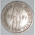 1951 - 3 PENCE - 3d - SOUTHERN RHODESIA