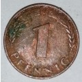 1950 D - 1 PFENNIG - ONE PFENNIG - GERMANY - FEDERAL REPUBLIC - (Copper Plated Steel)
