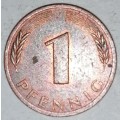 1981 J - 1 PFENNIG - ONE PFENNIG - GERMANY - FEDERAL REPUBLIC - (Copper Plated Steel)