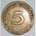 1949 J - 5 PFENNIG - FIVE PFENNIG - GERMANY - FEDERAL REPUBLIC - (Brass Clad Steel)