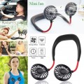 Wish Hands-free Neck Band Hanging USB Rechargeable Dual Fan Mini Air Cooler Summer Portable Neck Fa