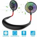 Wish Hands-free Neck Band Hanging USB Rechargeable Dual Fan Mini Air Cooler Summer Portable Neck Fa