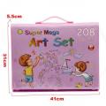 208 Piece Non-Toxic Plastic Case Kids Painting Drawing Art Set Coloring Book Stationery Set