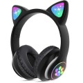 Cat Ear Wireless Headphones, LED Light Up Kids Bluetooth Headphones Over On Ear w/Microphone Cat Ear