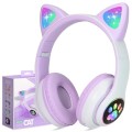 Cat Ear Wireless Headphones, LED Light Up Kids Bluetooth Headphones Over On Ear w/Microphone Cat Ear