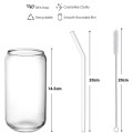 Cocktail Drinking Glasses with Bamboo Lid and Glass Straw - Set of 4 - 500ml