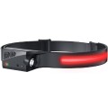 CS-Red And White Led Headlamp Rechargeable 6Modes Adjustable, Motion Sensor