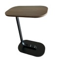 C-shaped Side Table Accent Table, Wood Desktop End Table - Chestnut