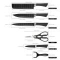 6pcs Knife Set Non-Stick Coating Kitchen Knives (Black)