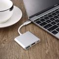 USB 3.1 Type C to USB 3.0 + HDMI + Type C 3 in 1 Charging Adapter - Silver