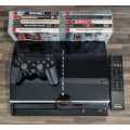 PS3 80GB Console + Controller + Remote + 10 Games - Plays PS1 Games