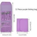 12pcs Portable Nail Set, Makeup Beauty Tool Nail Clipper Set with Folding Bag