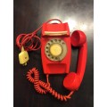 OLD ROTARY TELEPHONE - NOT STRIPPED - RED -