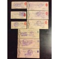 SET OFF 9 - 1946 to 1954 BARCLAYS BANK USED CHEQUES - BID PER CHEQUE TO TAKE THEM ALL - WOW -