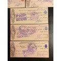 SET OFF 9 - 1946 to 1954 BARCLAYS BANK USED CHEQUES - BID PER CHEQUE TO TAKE THEM ALL - WOW -