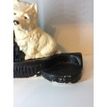 LARGE BLACK & WHITE WHISKY CERAMIC WITH BOTTLE STAND - GREAT FIND -