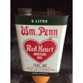 WM PENN - FIVE LITRE OIL CAN  / OIL CAN  - GREAT FIND -