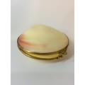 VINTAGE SHELL TRINKET BOX MADE WITH YELLOW METAL - A MUST HAVE - UNIQUE ITEM -