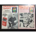 1975/6 TRANSVAAL VS FRANCE &. WP RUGBY PROGRAMS - AMAZING PIECE SA RUGBY HISTORY -