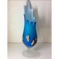 ITALIAN MURANO GLASS VASE - BLUE AND WHITE - 30cm HIGH -