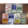 7 SMALL ENAMEL NOVELTY SIGNS FROM THE 1980s - DODO DESIGNS ENGLAND - 7x12cm each, One bid for all