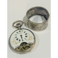SILVER COMBO - SILVER NAPKIN RING & OLD SILVER DEPOSE POCKET WATCH
