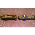 Stunning HIGH Value , highly Detailed `Hand Painted` 3 piece Pharoahs Coffin ornament Marked C2000 V