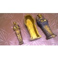 Stunning HIGH Value , highly Detailed `Hand Painted` 3 piece Pharoahs Coffin ornament Marked C2000 V