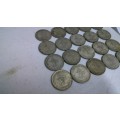 lot of 20 Silver One Shilling & 10 Cent Coins 1943-1964 All for one bid