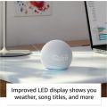 Echo Dot (5th Gen) with clock | Smart speaker with clock and Alexa | Glacier White