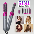 5 in 1 Interchangeable Hot Air Brush & Hair Dryer With Brush Comb & Straightener