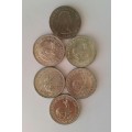 Lot of 5 Shillings, 1 Rand and 2.5 Shilling