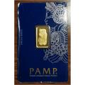 5 gram 24kt .999 Fine Gold Bullion Bar - Pamp - Country of Origin UAE (Assay and Certified)
