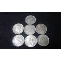 7 X 5 SHILLINGS SILVER COINS WEIGHT IS 197.85 GRAM 1951 TO 1961 BID PER COIN
