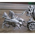 ` Vintage Brooch` Genuine 925 Silver Enamel Marcasite Horse and Carriage
