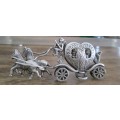 ` Vintage Brooch` Genuine 925 Silver Enamel Marcasite Horse and Carriage