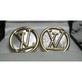 GENUINE  `LOUIS VUITTON` / Mother Of Pearl Gold stud earrings(Plated)
