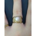 `NATURAL MABI` Set in a 9Ct. Yellow Gold `SPLIT SHANK` ( Genuine Gold )