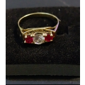 RUBY and SAPPHIRE 9CT Yellow Gold Dress Ring.