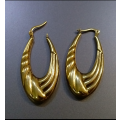 BIG and BULKY  `CREOLE` HOLLOW GOLD` Hoop Earrings, Set in 9CT Yellow Gold