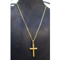 `ITALY` 9CT Yellow Gold `DOUBLE LINK CHAIN`, with Cross Pendant(Genuine Gold)