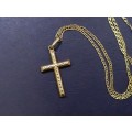 `ITALY` 9CT Yellow Gold `DOUBLE LINK CHAIN`, with Cross Pendant(Genuine Gold)