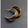 `TWO TONE` 9CT  `Yellow and White Gold` Half Hoop Earrings ( Genuine Gold.)