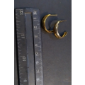 `TWO TONE` 9CT  `Yellow and White Gold` Half Hoop Earrings ( Genuine Gold.)