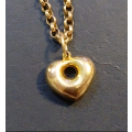 `ROLO CHAIN` Bracelet on a 9CT Yellow Gold `OPEN  HEART PUFFED` Pendant